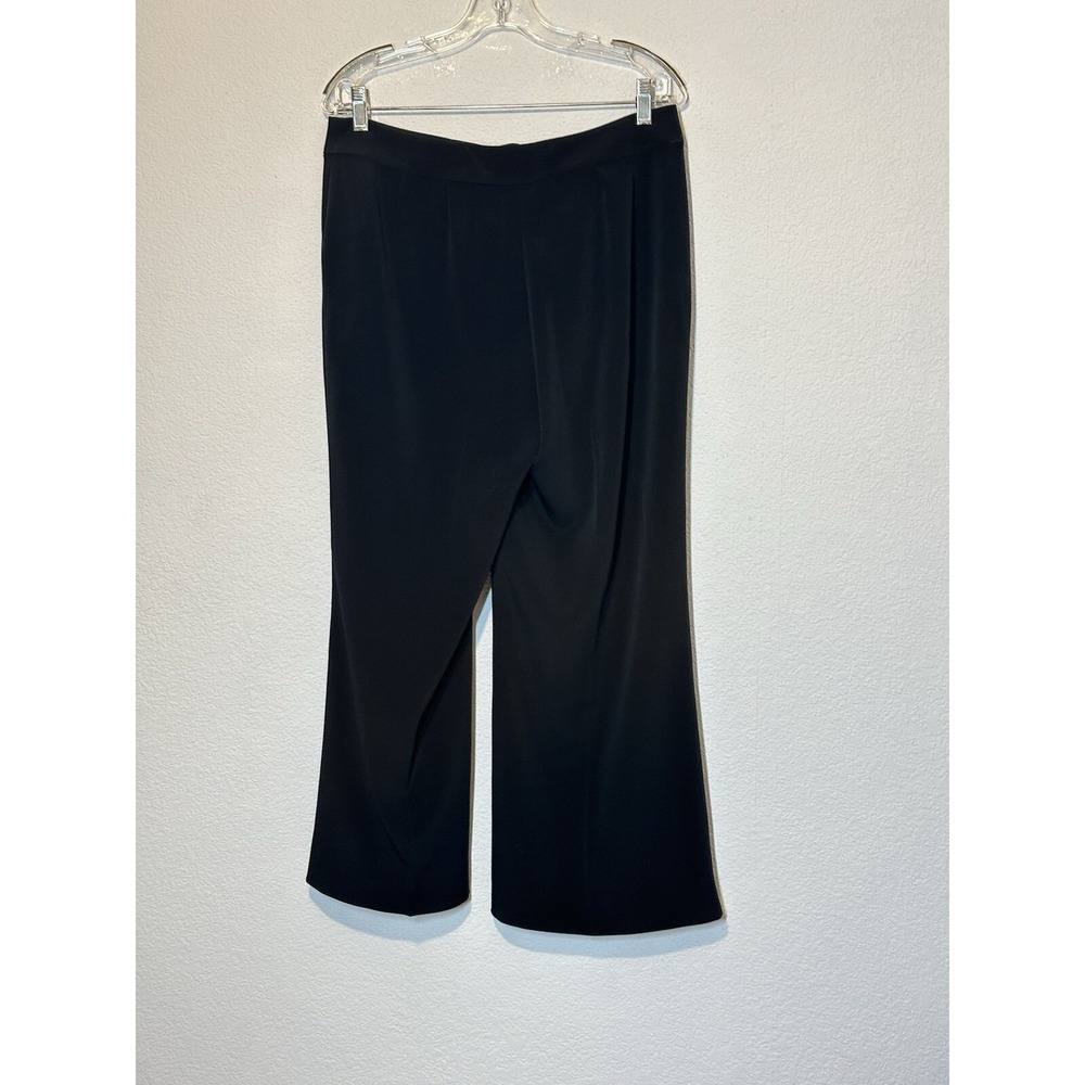 St. John Pants Womens Size 10 Black Slacks Flat Front Dress Wide Leg USA